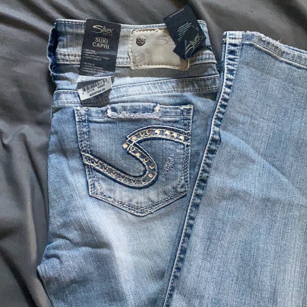 Silver capris brand new with tags
